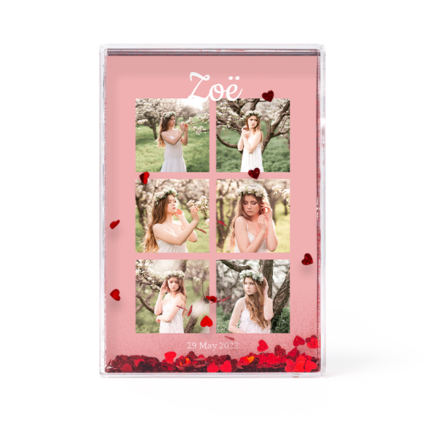 Photo frame with heart confetti