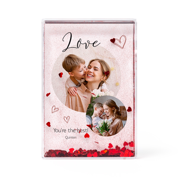 Photo frame with heart confetti