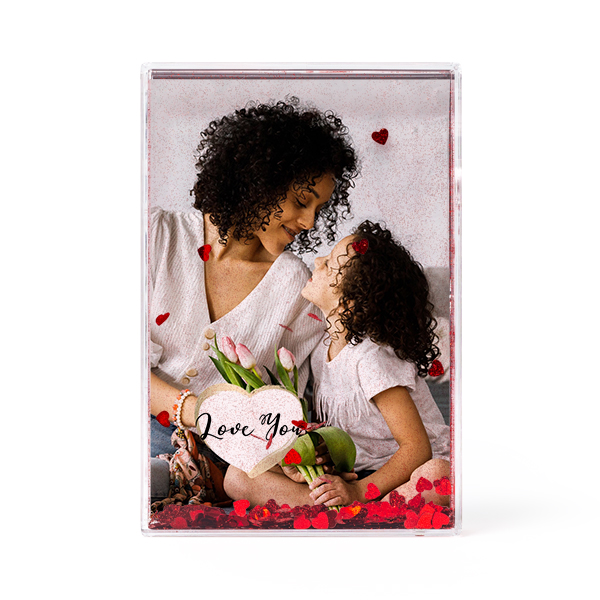 Photo frame with heart confetti