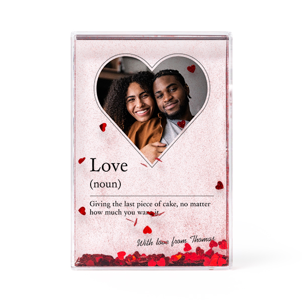 Photo frame with heart confetti