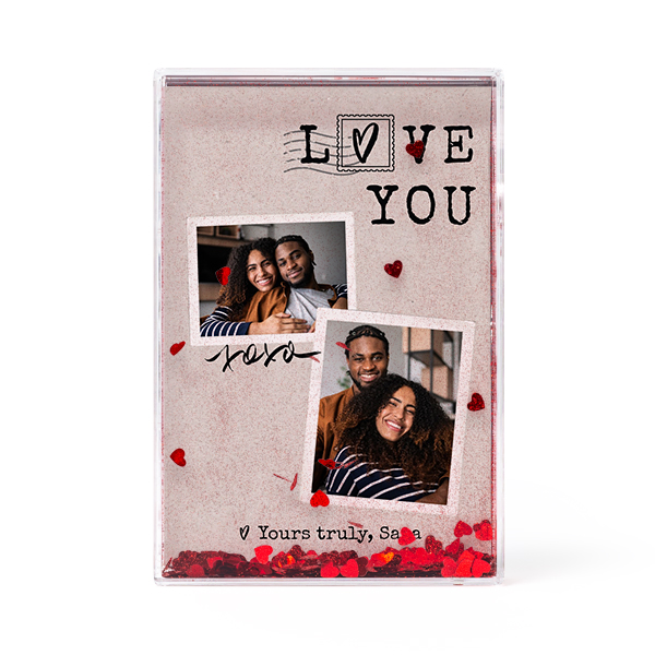 Photo frame with heart confetti