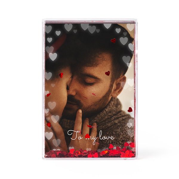 Photo frame with heart confetti