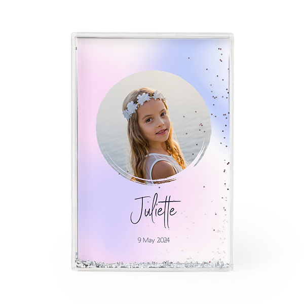 Photo frame with silver glitter