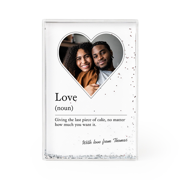 Photo frame with silver glitter