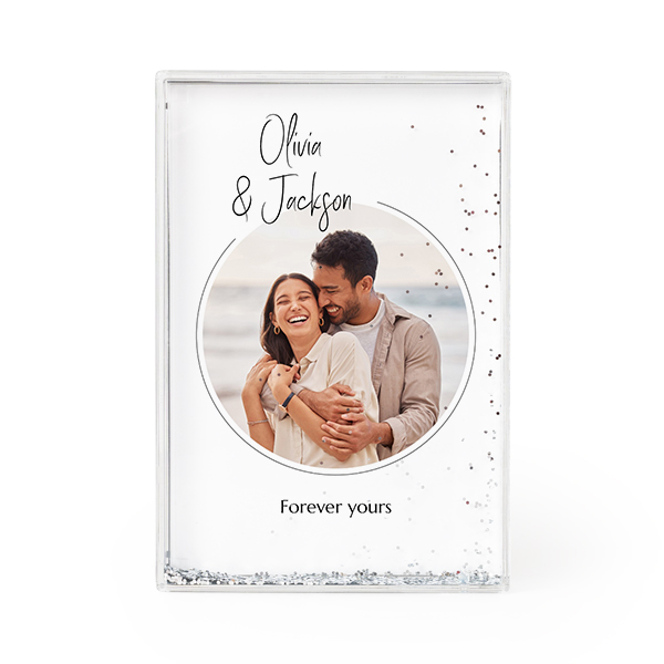 Photo frame with silver glitter