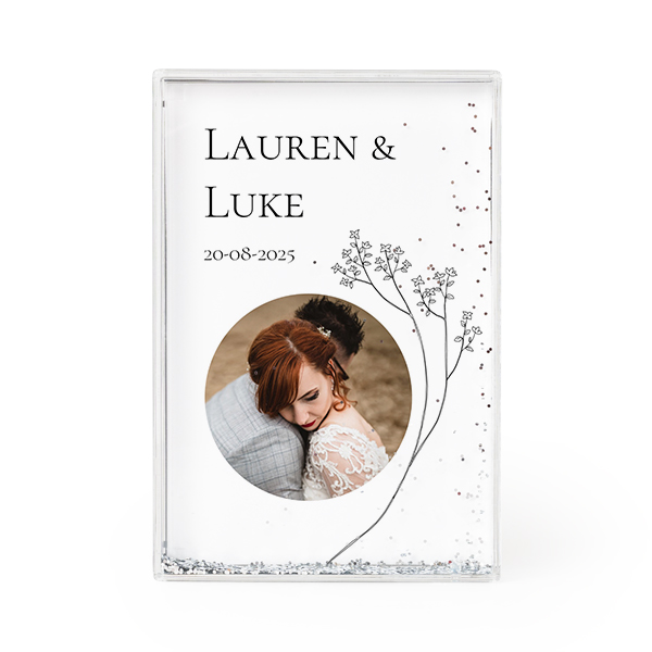 Photo frame with silver glitter Photo frame with silver glitter