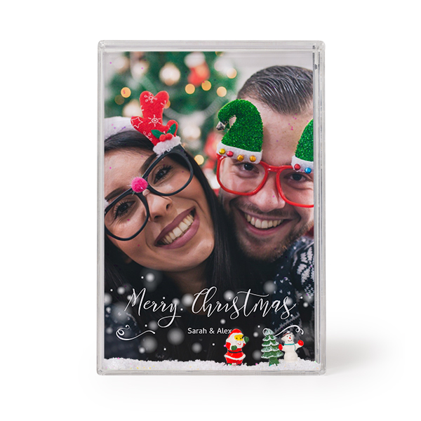 Photo frame with snow