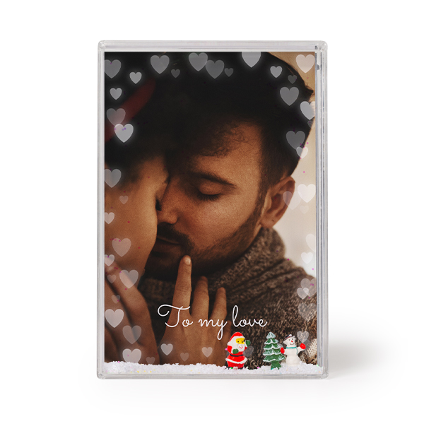 Photo frame with snow