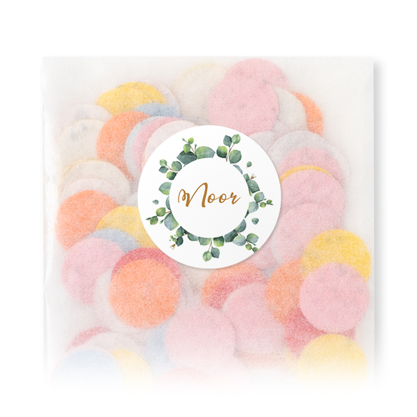 Biodegradable confetti with round stickers - 12 pcs