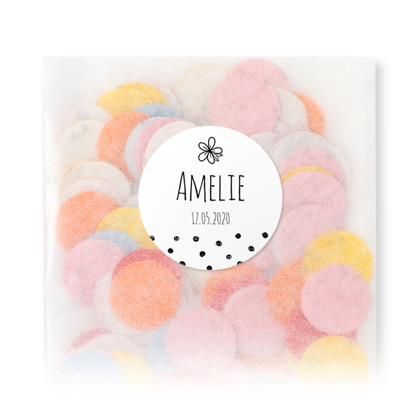 Biodegradable confetti with round stickers - 12 pcs