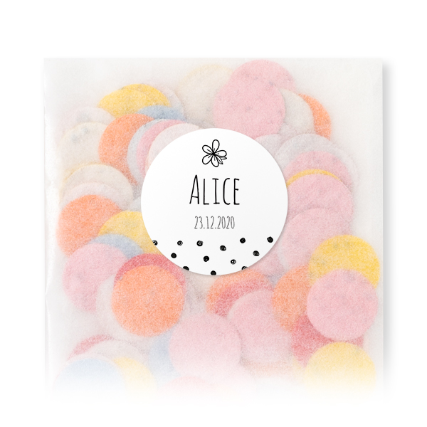 Sachets de confettis à semer avec autocollant rond (lot de 12)