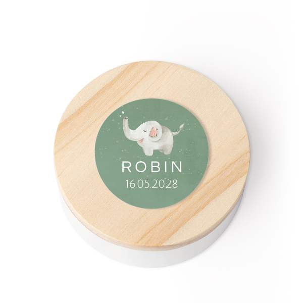 Geschenkdoosje met houten deksel en sticker (set van 12)