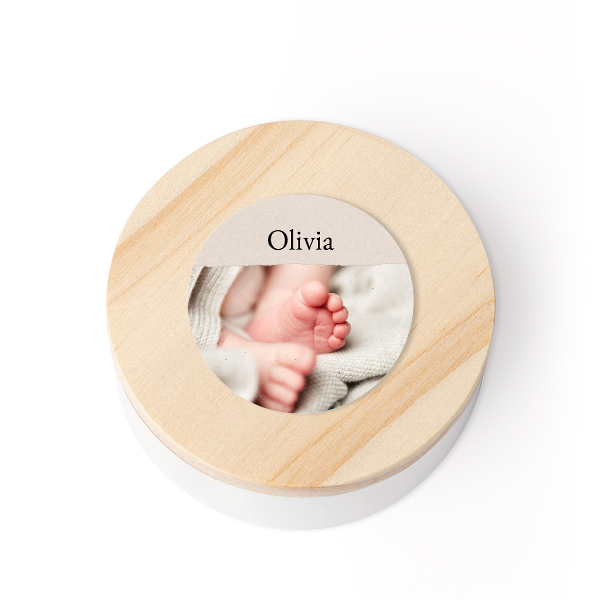 Geschenkdoosjes met houten deksel en sticker - Set van 12