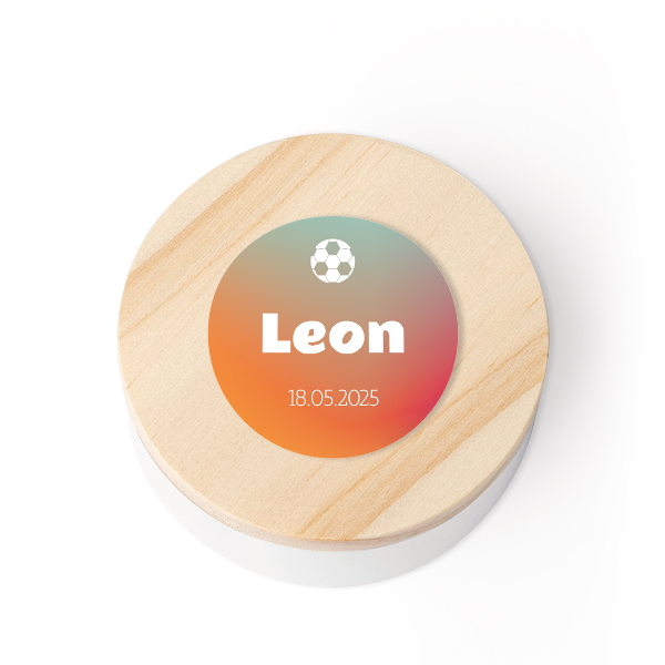 Geschenkdose mit Holzdeckel und Sticker - 12 Stk.