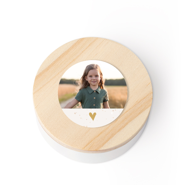 Geschenkdoosje met houten deksel en sticker (set van 12)