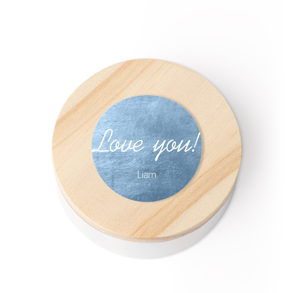 Geschenkdoosje met houten deksel en sticker (set van 12)