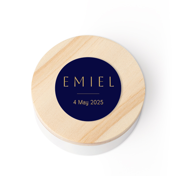 Geschenkdoosje met houten deksel en sticker (set van 12)