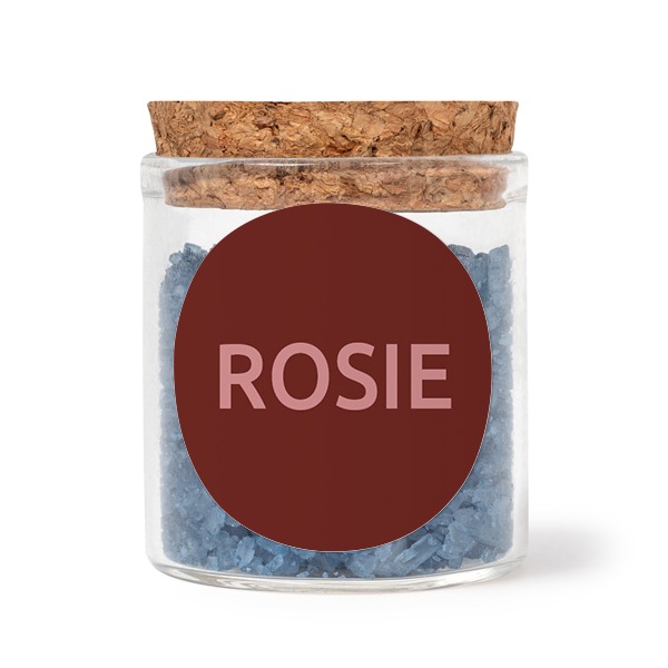 Mini-Glas mit rundem Sticker u. blauem Badesalz - 12 Stk.