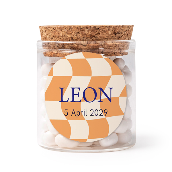 Mini-Glas personalisiert mit rundem Sticker - 12 Stk.