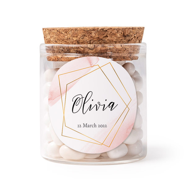 Glass jars with round stickers - set of 12 Glass jars with round stickers - set of 12