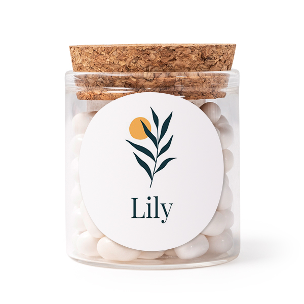Mini-Glas personalisiert mit rundem Sticker - 12 Stk.