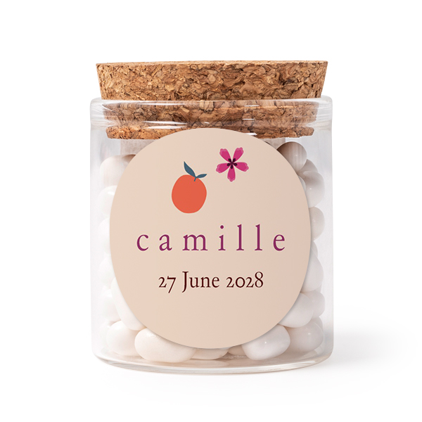 Glass jars with round stickers - set of 12 Glass jars with round stickers - set of 12
