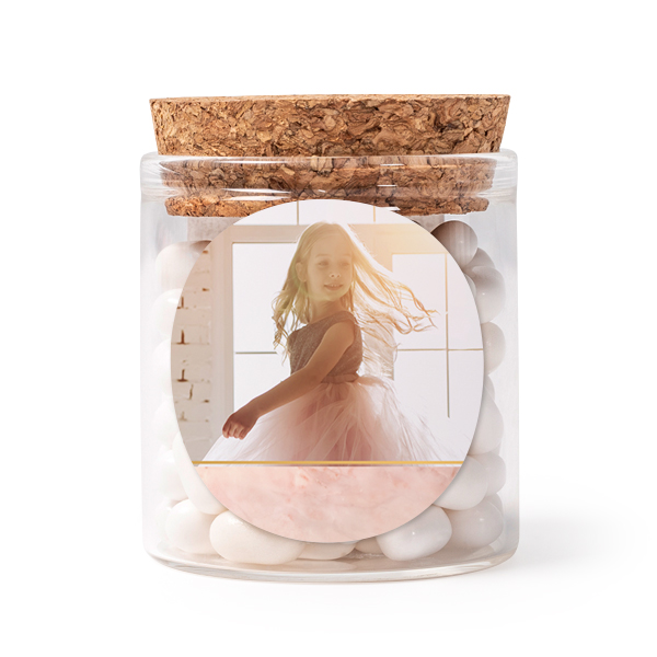Mini-Glas personalisiert mit rundem Sticker - 12 Stk.