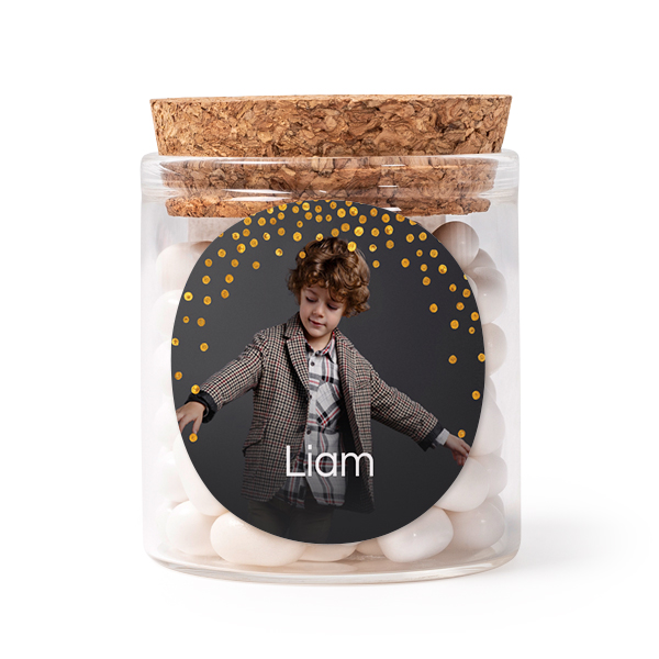 Mini bocal avec stickers rond (lot de 12) Mini bocal avec stickers rond (lot de 12)