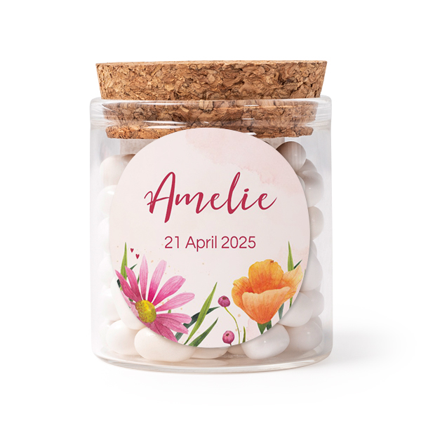 Mini-Glas personalisiert mit rundem Sticker - 12 Stk.