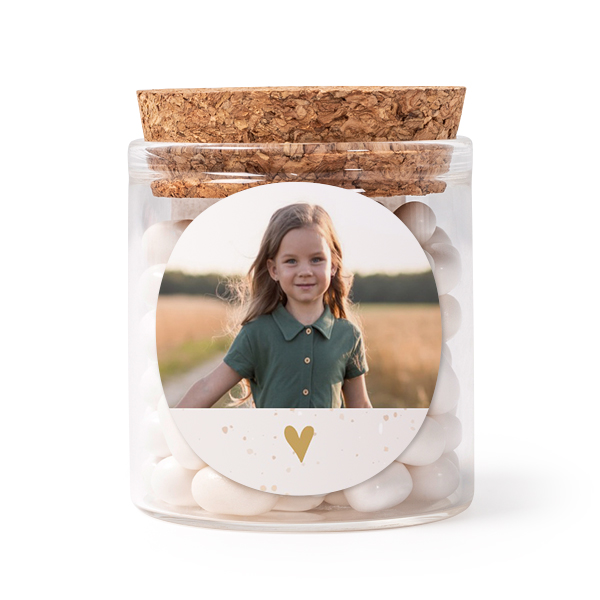 Mini-Glas personalisiert mit rundem Sticker - 12 Stk.