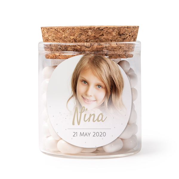 Mini-Glas personalisiert mit rundem Sticker - 12 Stk.
