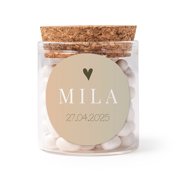 Mini-Glas personalisiert mit rundem Sticker - 12 Stk.