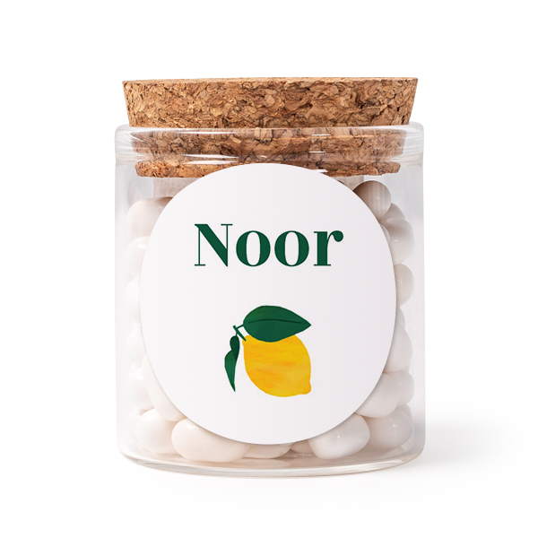 Mini-Glas personalisiert mit rundem Sticker - 12 Stk.