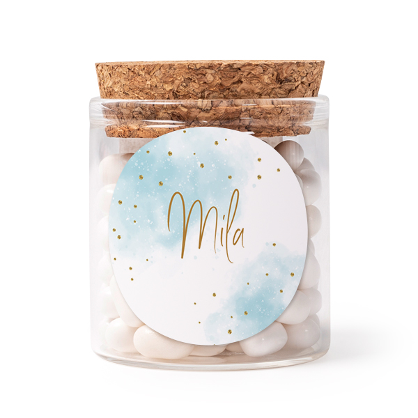 Glass jars with round stickers - set of 12