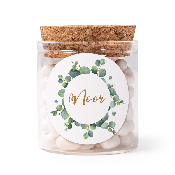 Glass jars with round stickers - set of 12 Glass jars with round stickers - set of 12