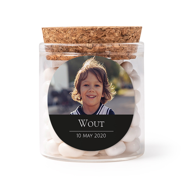 Glass jars with round stickers - set of 12