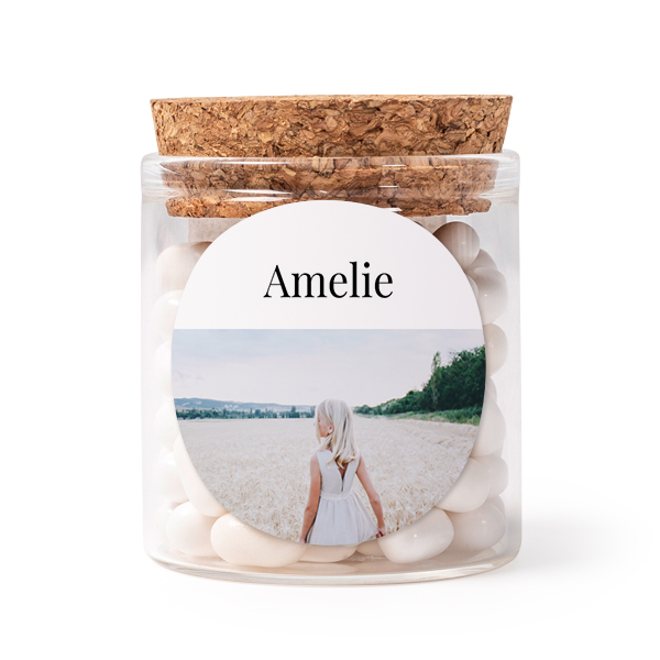 Snoeppot met sticker Rond - Set van 12 Snoeppot met sticker Rond - Set van 12
