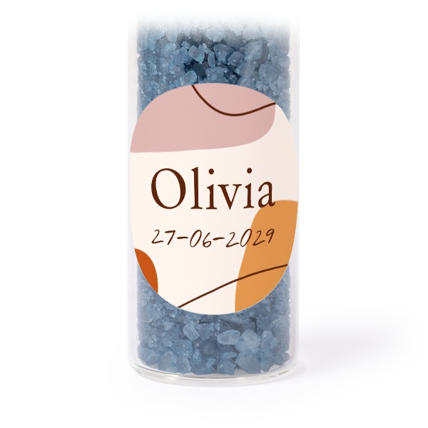 Mini-Glasröhrchen Set mit runden Stickern & Badesalz Blau - 12 Stk.
