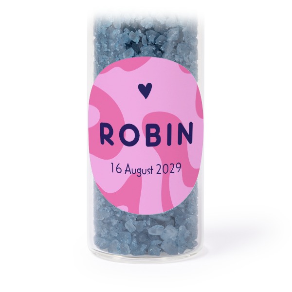 Mini-Glasröhrchen Set mit runden Stickern & Badesalz Blau - 12 Stk.
