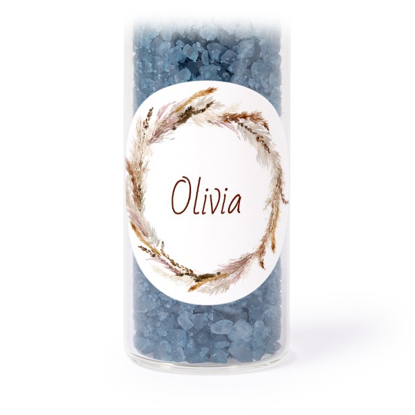 Mini-Glasröhrchen Set mit runden Stickern & Badesalz Blau - 12 Stk.