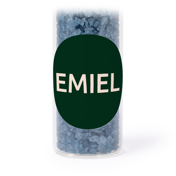 Mini-Glasröhrchen Set mit runden Stickern & Badesalz Blau - 12 Stk.