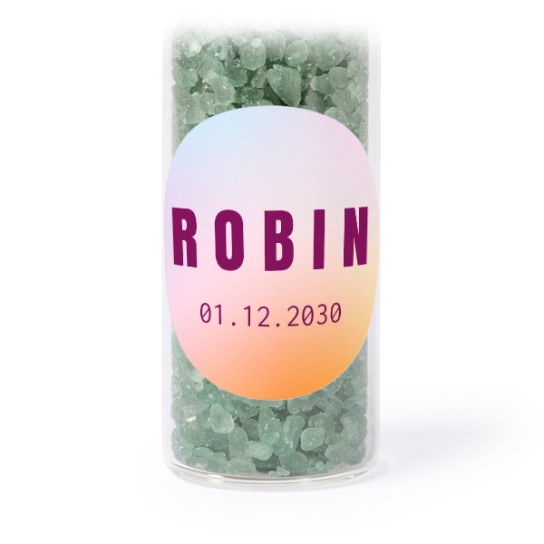 Mini-Glasröhrchen Set mit runden Stickern & Badesalz Grün - 12 Stk.