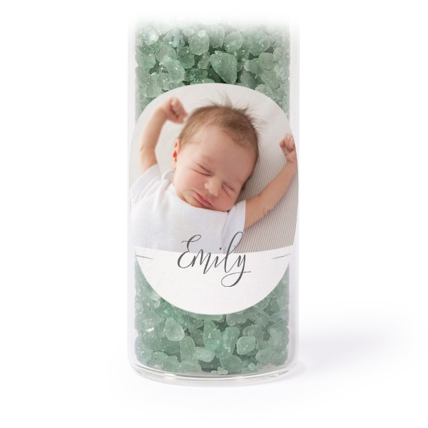 Mini-Glasröhrchen Set mit runden Stickern & Badesalz Grün - 12 Stk.