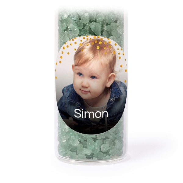 Tube avec sticker rond &amp; sel de bain vert (lot de 12)