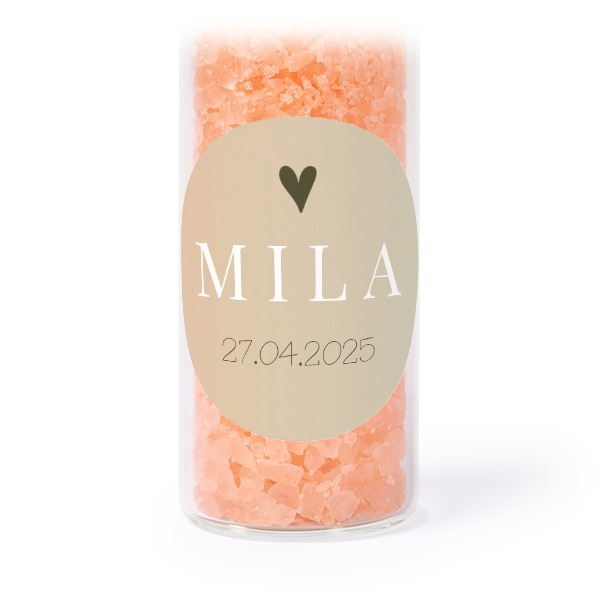 Mini-Glasröhrchen Set mit runden Stickern & Badesalz Pink - 12 Stk.