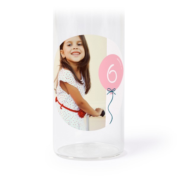 Glass tube with cork and round stickers - 12 pcs