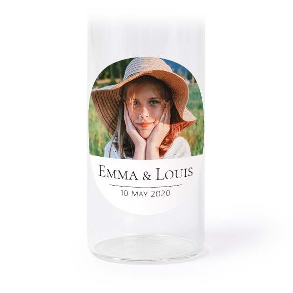 Glass tube with cork and round stickers - 12 pcs