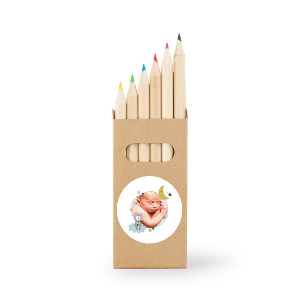 Colored Pencils Sticker Round - set of 12 Colored Pencils Sticker Round - set of 12