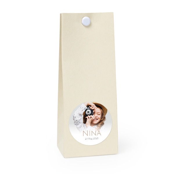 Party favours bag vanilla round 4cm