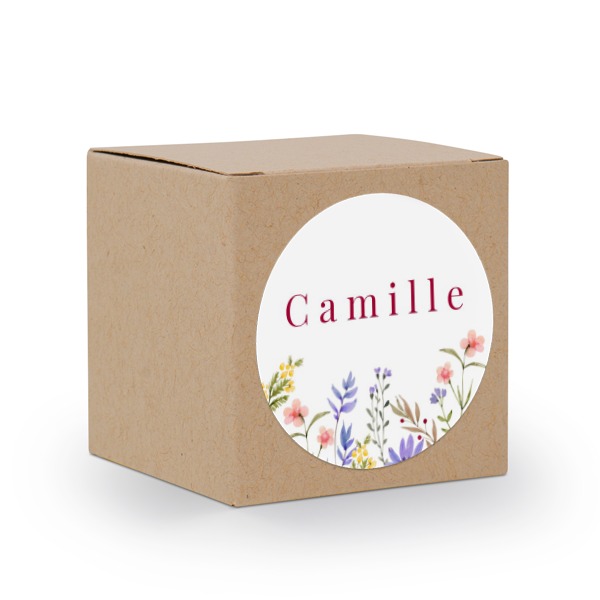 Boîte en papier naturel, sticker rond (lot de 24) Boîte en papier naturel, sticker rond (lot de 24)